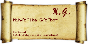 Mihálka Gábor névjegykártya